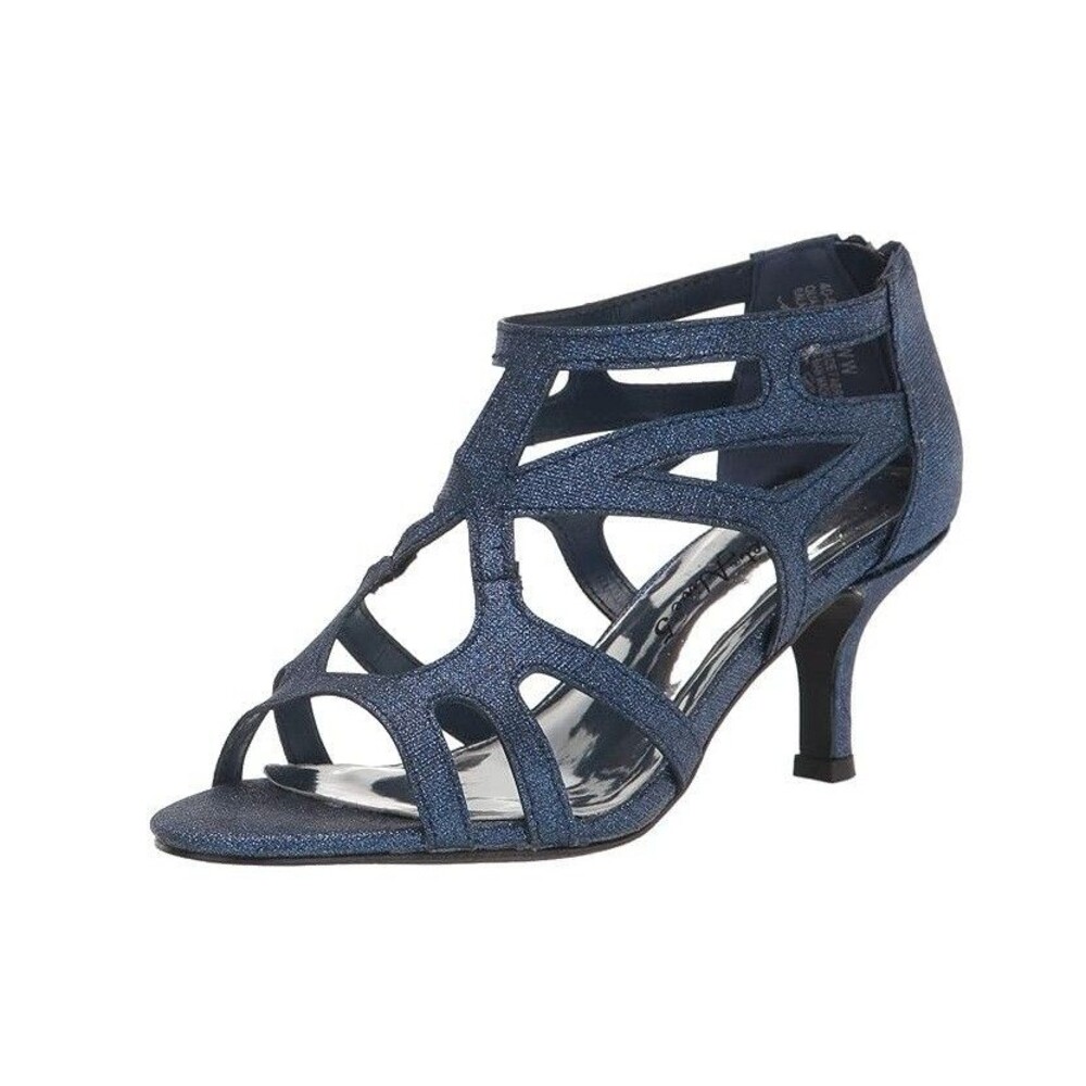 Easy Street Womens 6.5 M Navy Glitter Blue Flattery Strappy Heels NIB MJ6